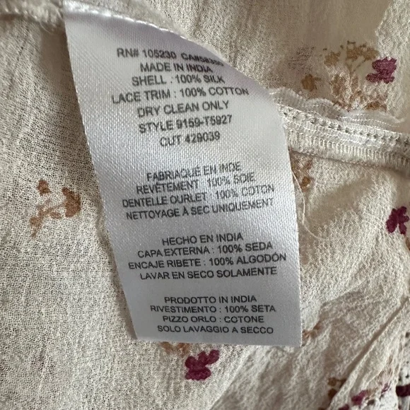 Joie Joleta 100% Silk, Floral Print Embroidered Lace Trim Blouse / Top XS - Picture 7 of 11